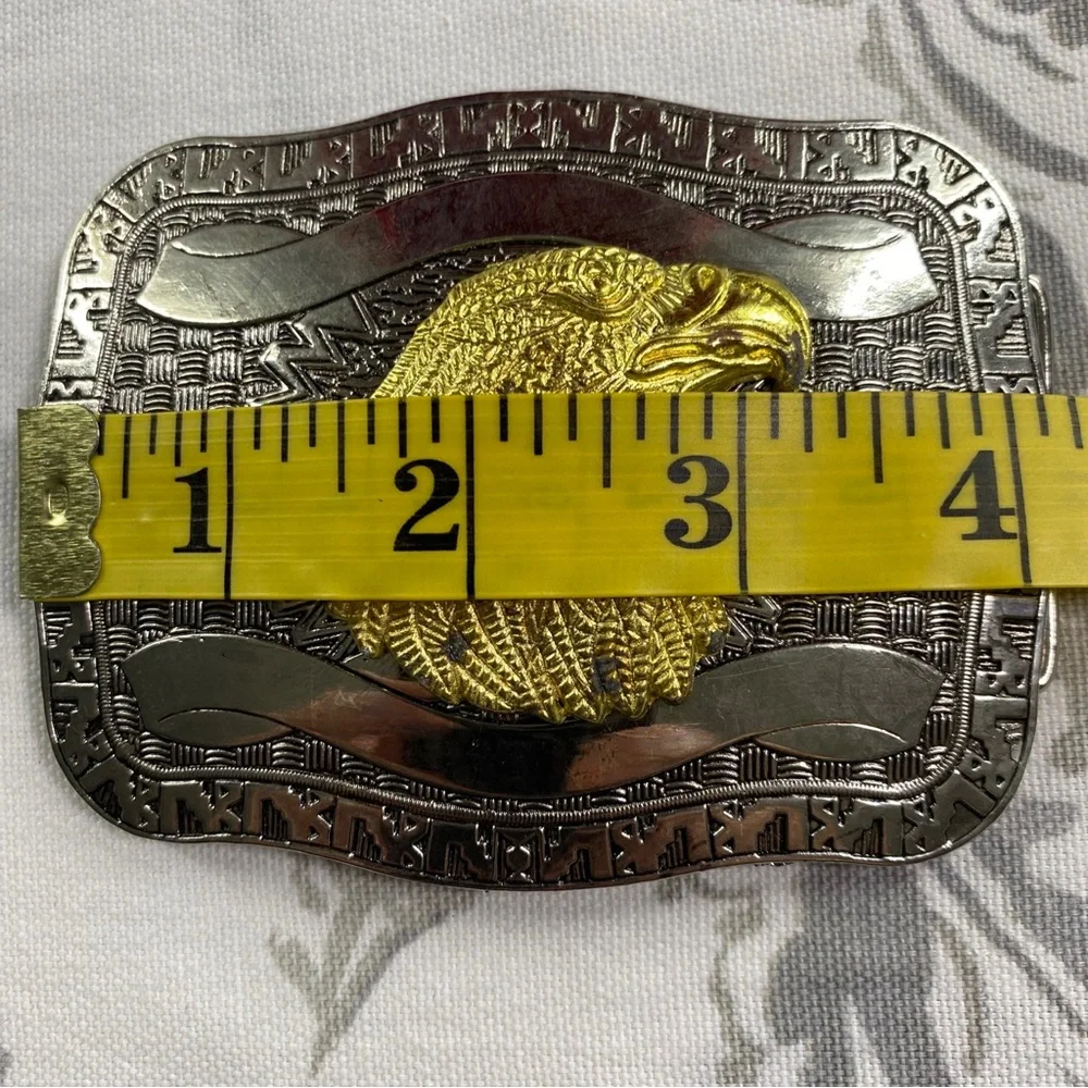 Vintage Y2K Western Bald Eagle Gold Silver metal Buckle Rodeo Cowboy‎